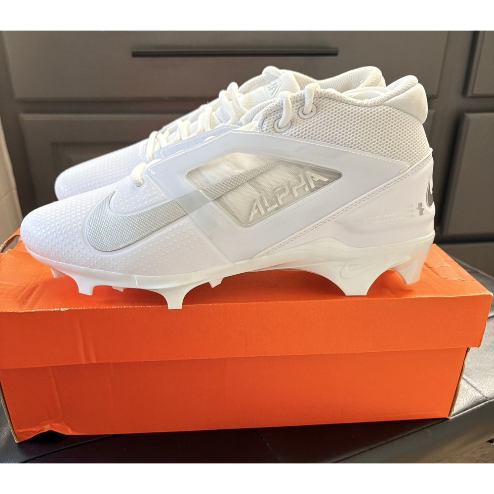 Nike Alpha Menace Pro 4 white silver men's football cleats sz 8.5 FD7037 101